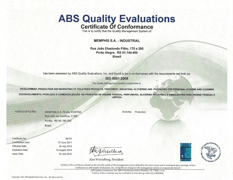 Transferência de certificado ISO 9001