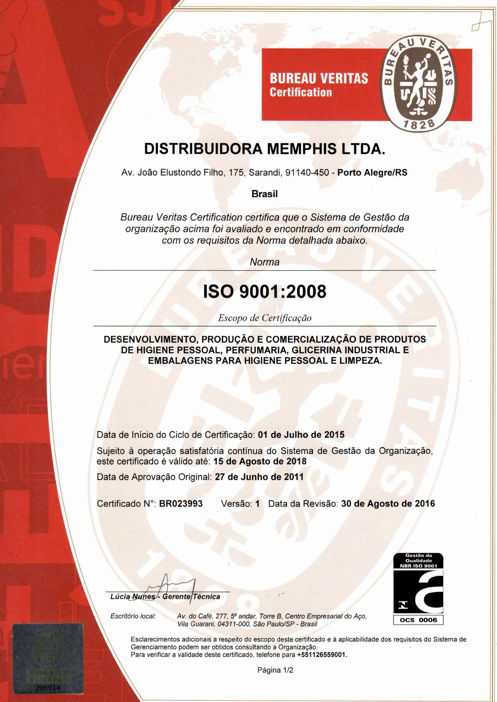 Transferência de certificado ISO 9001