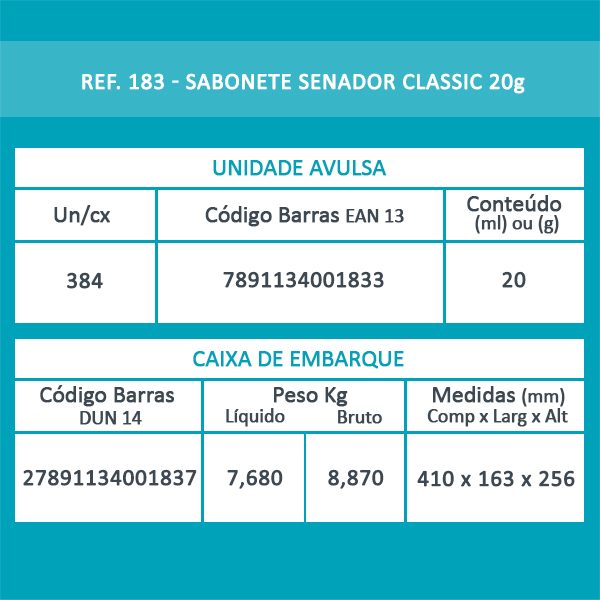 Sabonete Senador Classic 20g