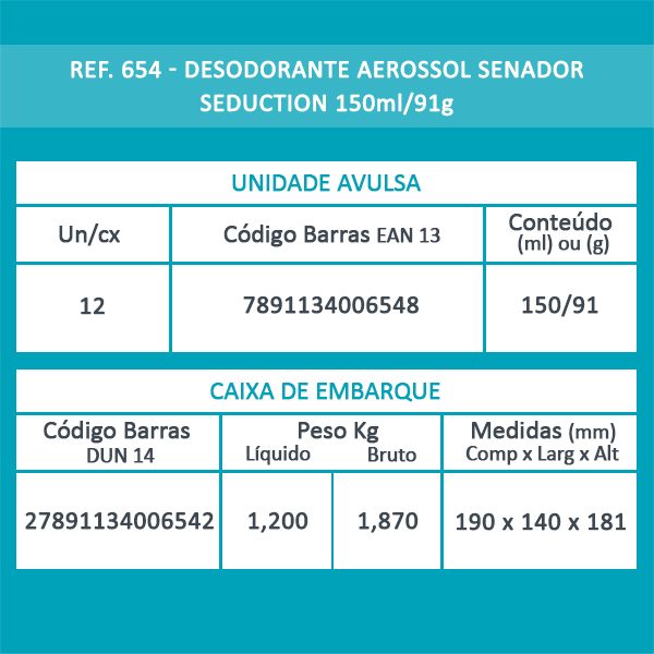 Desodorante Aerossol Senador Seduction