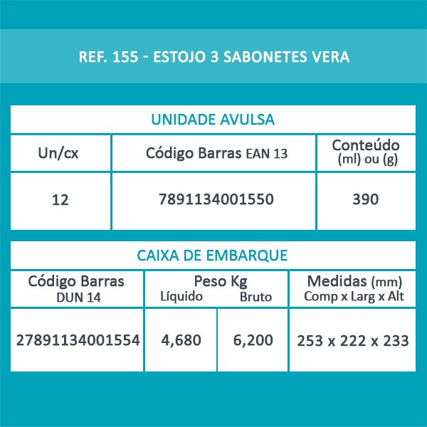 Estojo 3 Sabonetes Vera
