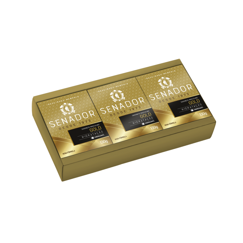 Estojo 3 Sabonetes Senador Gold 390g